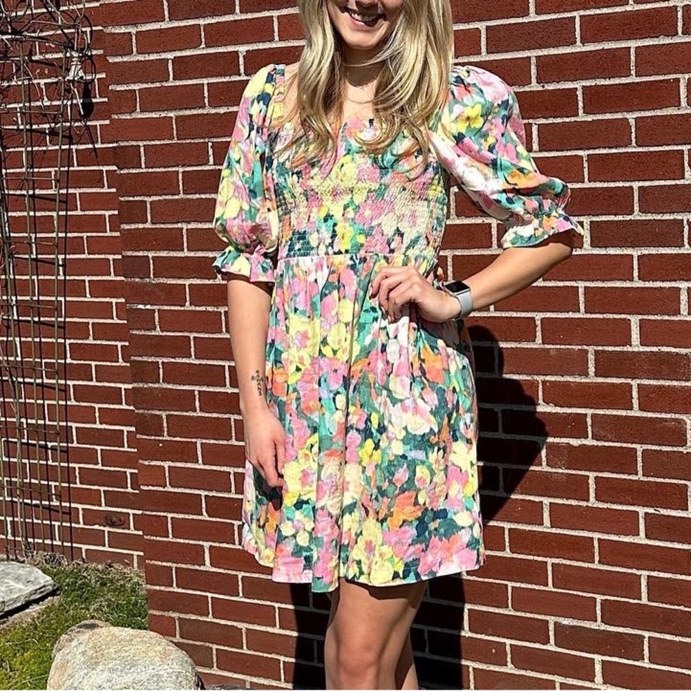GAP Floral Sold-Out Puff (Poplin) Sleeve Dress